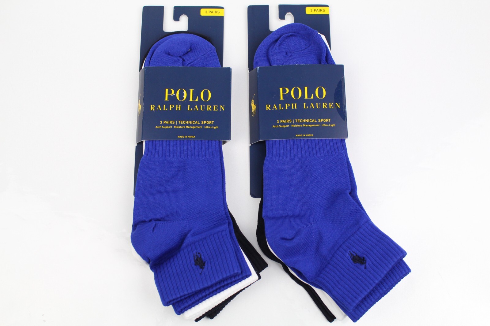 Polo Ralph Lauren Hombre Calcetines 6 Pares Técnicos Deportivos Cuarto Azul Negro Blanco