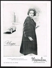 1960s Vintage Maximilian Umpa Fur Coat Fashion Virginia Thoren Photo Print Ad