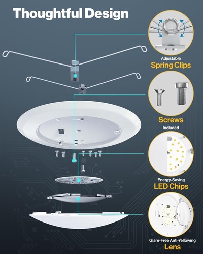 Sunco 12 Pack 5/6 Inch LED Disk Lights, Flush Mount Disc Recessed Ceiling Can... - Picture 7 of 8
