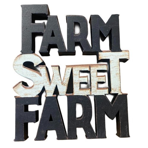 FARM SWEET FARM Chunky Sitter 6"H x 7"L x 1"W Farmhouse Decor - NEW - Picture 2 of 5