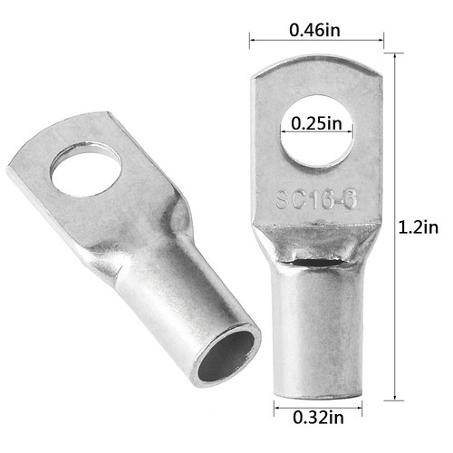 10Pcs 6 AWG SC16-6 Wire Ring Terminals Copper Connector Car Audio Terminals - Picture 2 of 5