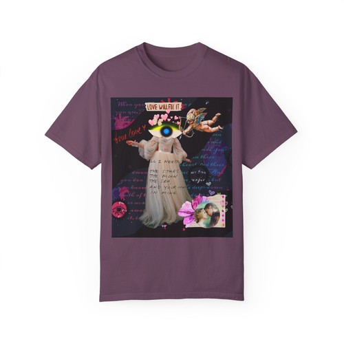 T-shirt tinta Love letter will fix it surreal collage unisex indumento surreale - Foto 21 di 24