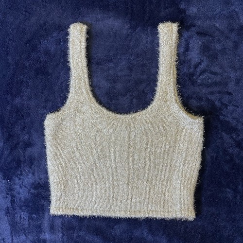 Guess Womens XS Gold Knit Cropped Sleeveless Tank Top Size S - Picture 1 of 11
