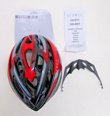 AERIUS V-19-SPORT ALL-PURPOSE SKATE / BIKE HELMET, MEDIUM / LARGE, BLACK /  RED | eBay