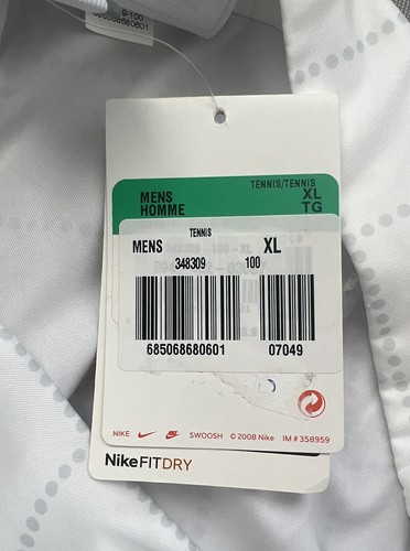 Pantaloncini 2008 OG retrò NIKE bianchi nuovissimi con etichette FitDry taglia XL 38/40 tennis - Foto 5 di 6