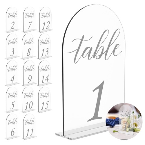15Pcs Frosted Arch Table Numbers Clear Frosted Arch Acrylic Table Signs .a - Picture 9 of 11