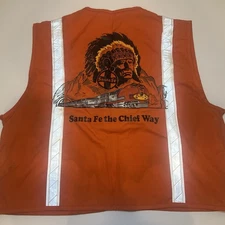 XL Vintage Santa Fe Railroad Safety Vest Orange Reflective Hi Vis Workwear Chief