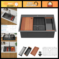 36 Black Kitchen Sink Drop In - Donsdey 36x22 Inch Kitchen Sink Ledge Workstatio