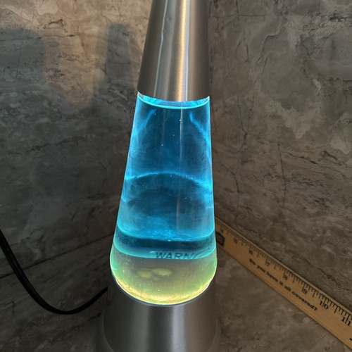 Vintage Blip Lava Lamp Blue 13” Tall~ Silver Base & Cap - Picture 3 of 16