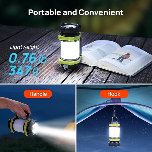 2 Pack LED Camping Lantern Flashlight Rechargeable, 2 Pack, Light Green - Picture 5 of 7
