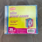 Staples 25 Pack Slim Jewel Cases CD/DVD Assorted Colors 5 mm Thick