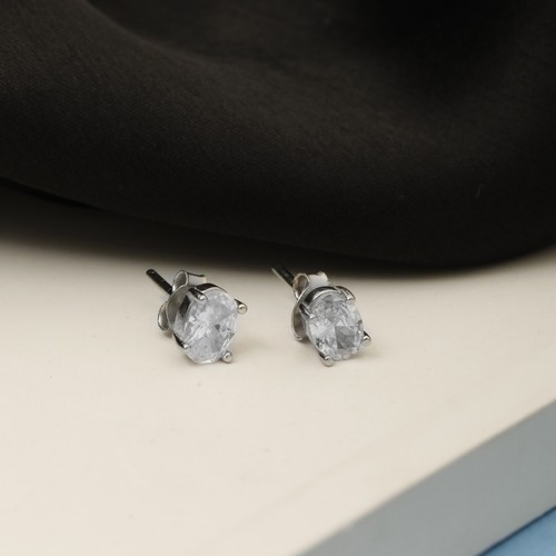 2ct F-G VS IGI Certified Oval Cut Lab Grown Diamond Stud Earring 14k White Gold - Picture 3 of 10