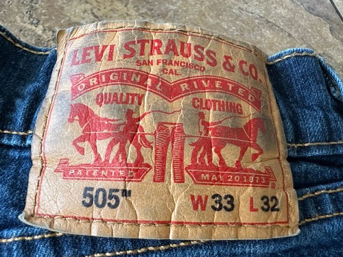 Levis Jeans Mens 33x32 Blue 505 Regular Straight Dark Wash  Denim Fit 31X31 - Picture 7 of 7