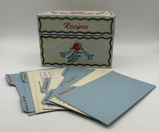 Vintage Heart Design Metal Recipe Box with 8 Dividers & 12 Assorted Cards