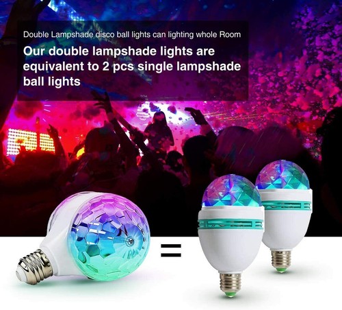 6W E27 LED RGB Dual Crystal Ball Rotating Stage Light Bulbs DJ Disco Party Lamp - Picture 5 of 9