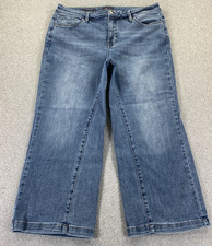 NYDJ Jeans Womens Size 14 Wide Leg Trousers Lift x Tuck Med Wash Stretch Preppy