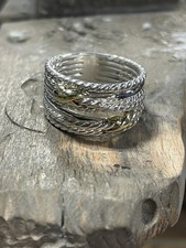 David Yurman Double Crossover X Ring 18k 925 Sterling Silver Size 8.25 MSRP 450