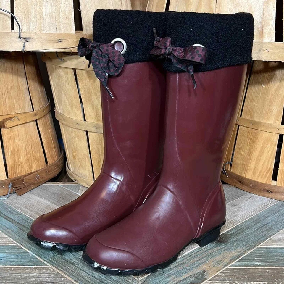 Botas de lluvia Bogs Alex sólidas borgoña impermeables forradas aisladas para mujer talla 8 Foto 3 de 4