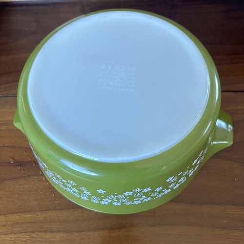Pyrex Vintage Crazy Daisy Green Spring Blossom Casserole Dish 475-B w Lid 2.5 Qt - Picture 16 of 24