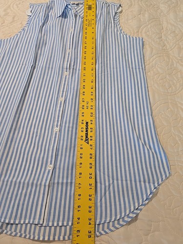 NorthStyle Bluse XL Damen Ärmellos 100% Baumwolle Kragen Blau/Weiß Gestreift Neu - Bild 11 von 11