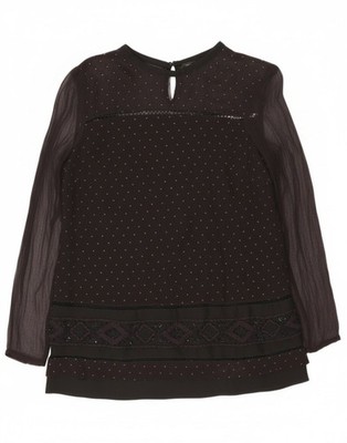 Simona Barbieri Damen Twin-Set Bluse Top UK 10 Small schwarz gepunktet PZ11