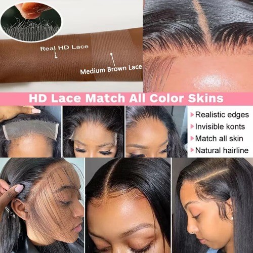 Hd Lace Frontal Wig 13x6 Lace Front Wig Human Hair 30Inch Bone Straight 4x4 Wig - Picture 4 of 24