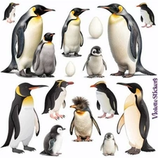 Penguin Stickers - Arctic Animal Sticker Sheet - Winter Crafts & Scrapbooks