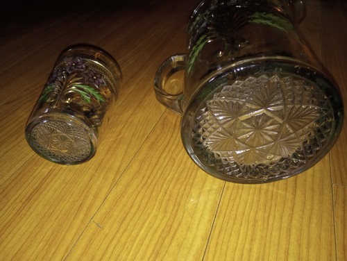 Indiana EAPG Stained Narcissus Pitcher And Glass - Picture 5 of 7