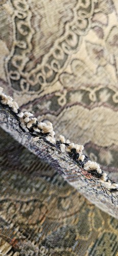 VTG Paisley Tapestry Upolstery Fabric Heavy 108" x 58". Tan, Green & Burgundy. - Picture 5 of 8