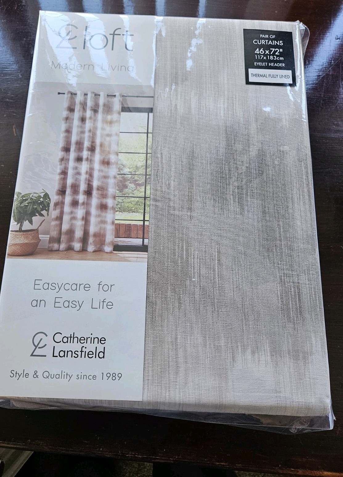 Catherine Lansfield Ombre Texture 46x72 Eyelet Curtains Natural CHEAPEST ON EBAY
