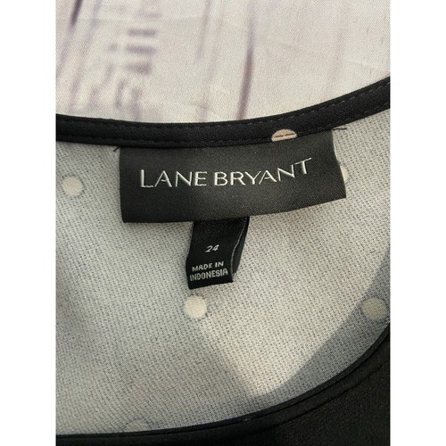 Top Lane Bryant con cinturón para mujer Plus 24 lunares negro mangas cortas elástico - Imagen 2 de 9