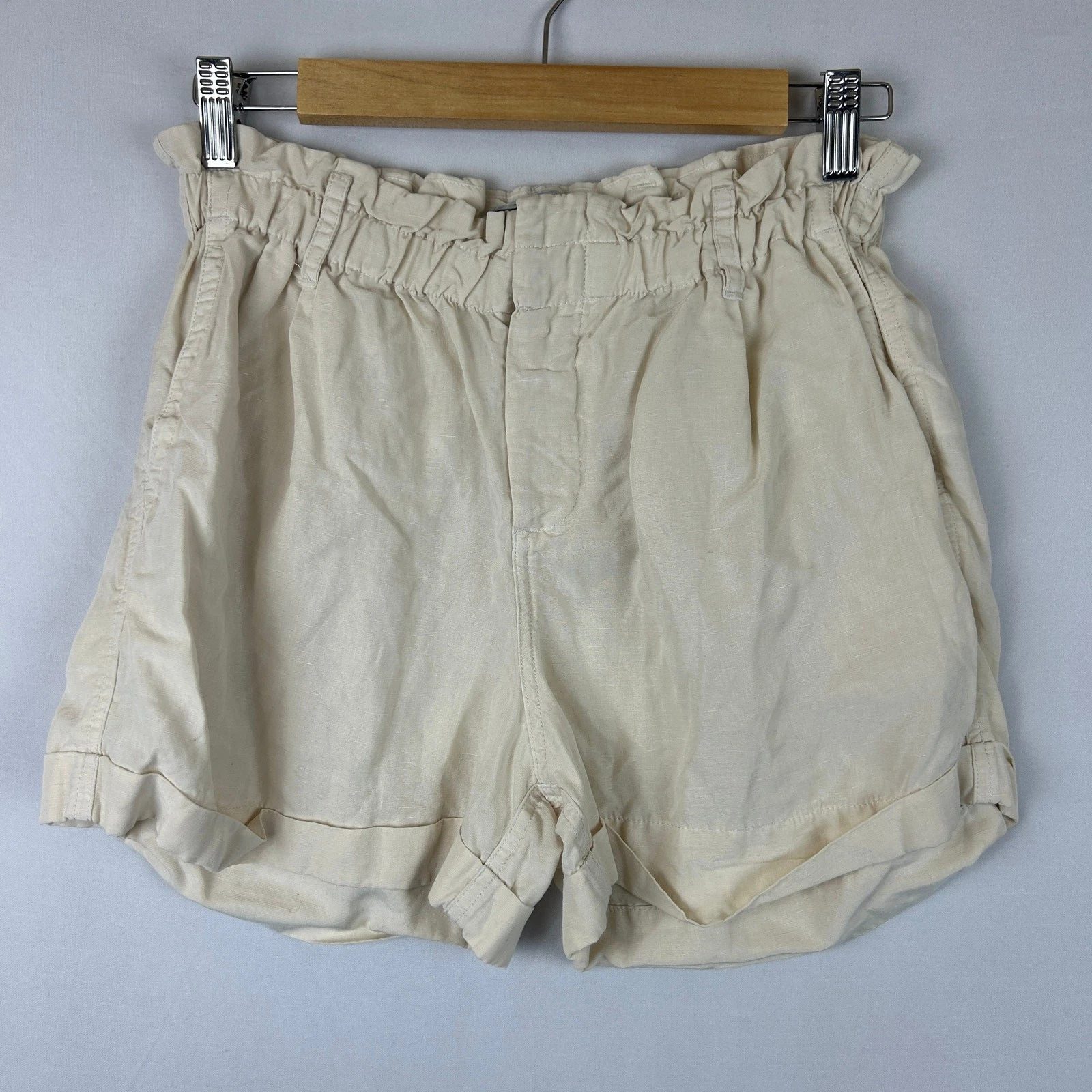 Rails Monty Lyocell Linen Blend Shorts Cream 3.5" Inseam Women's Size M