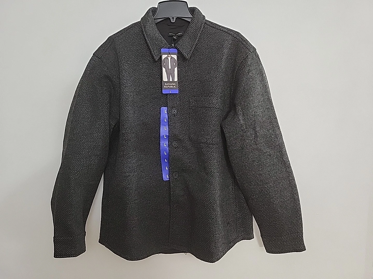 Banana Republic Men's Large Black Regular Fit Lined Warm Cozy Shirt-Jacket - New