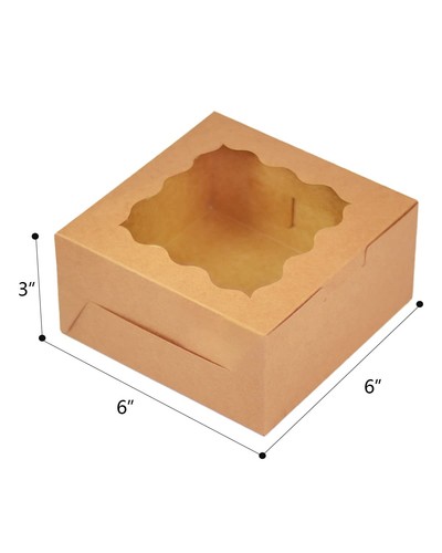 100pcs Kraft Cookie Boxes 6x6x3 inches Easy Assemble Macaroon Pastry Boxes Ba... - Picture 7 of 8