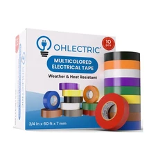 OHLECTRIC 10 Pack - Colored Electrical Tape UL/CSA Listed, Multicolor High Te...