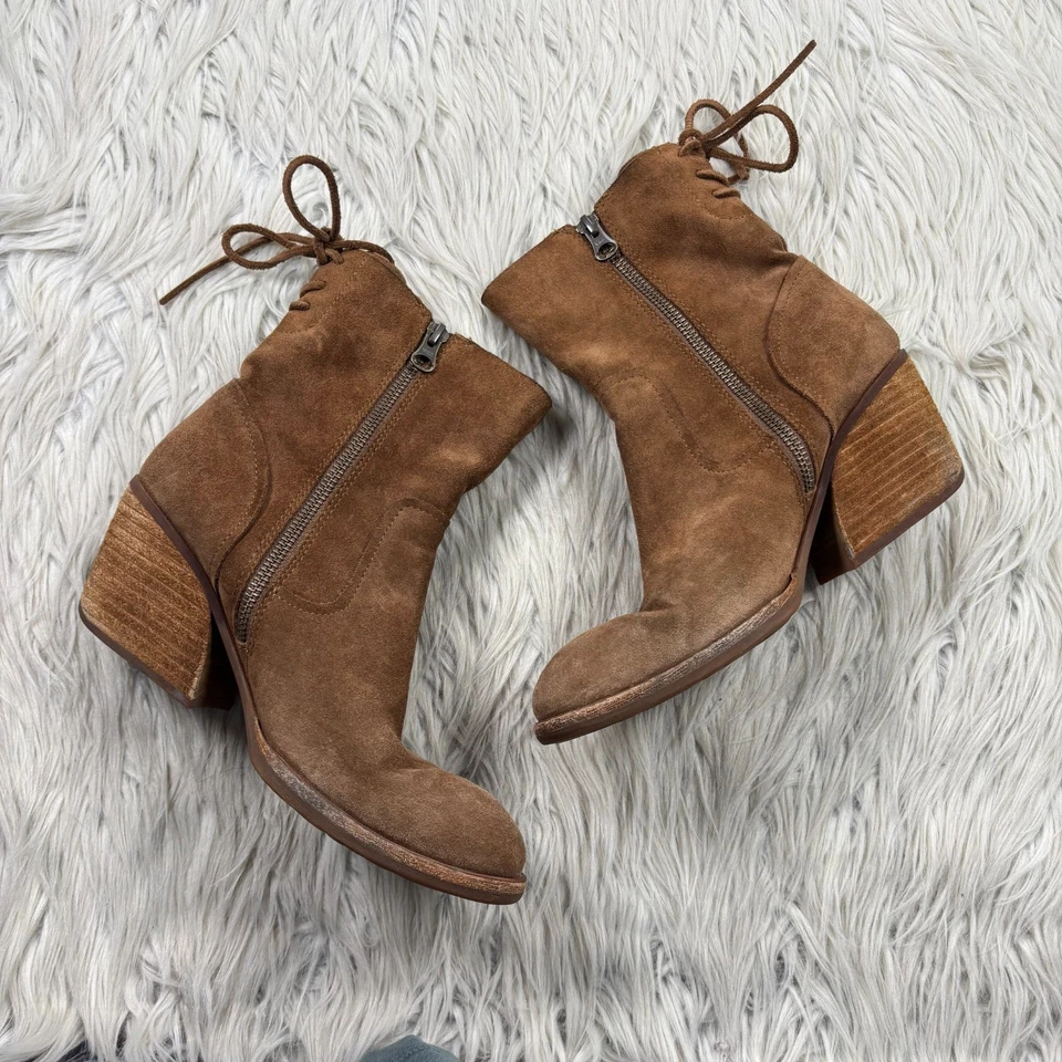 Kork-Ease Women's 6.5 Brown Tan Suede Cherna Calf Boots Boho Western Block Heel - Image 4 of 4