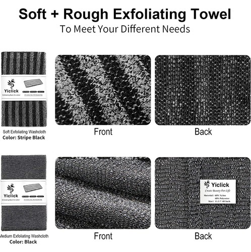2 Pack Exfoliating Washcloth Towel - Body Scrubber Exfoliator, Loofah Sponge,... - Picture 3 of 7
