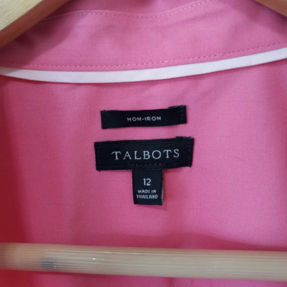 TALBOTS Non Iron Women's Pink Button Cotton Top Casual Career Everyday 12 - Image 2 of 4