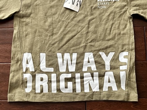 ZARA Green White Girls 7 Always Original Looking Forward Mood Graphic T Shirt - Picture 4 of 9