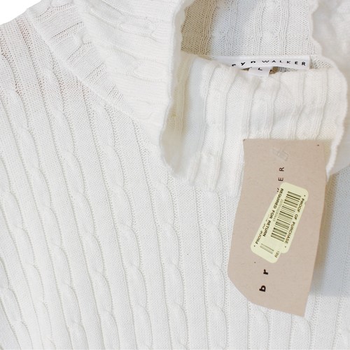 Bryn Walker NWT Cotton PONCHO SWEATER Cable Knit Turtleneck O/S Fit Sz L White - Picture 2 of 4
