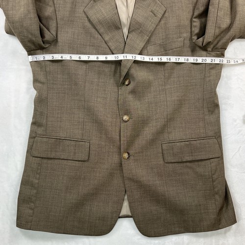 Bill Blass Premier Sport Coat Men’s 44S? 100% Wool Beige Glen Plaid Blazer Lined - Picture 11 of 16