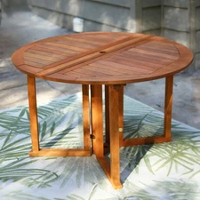 Malaysian Hardwood Gateleg Patio Table with Teak Oil Finish by Sunnydaze