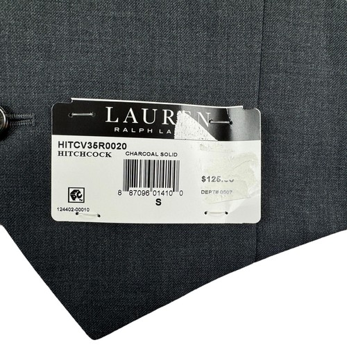 Lauren Ralph Lauren Mens Hitchcock Classic Fit Stretch Suit Vest Charcoal Gray S - Picture 2 of 4