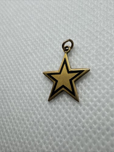 10K Gelbgold Stern Anhänger Charm mit schwarzer Emaille Umriss, Cowboys - Bild 4 von 12