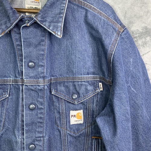 Carhartt Mens Size L Jacket Trucker Denim Jean Jacket Tyndale USA Made  J207PRW - Picture 4 of 19