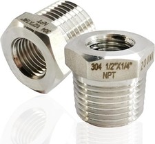 2 Pcs 304 Stainless Steel Reducer Hex Bushing, 1/2" 1/2 - 1/4,2pcs, 304 ss 