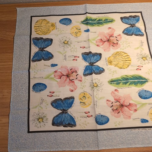 Pañuelo Bandana 21" Mariposa Mar Shell Pluma EE. UU. B15 Vintage NUEVO COMO NUEVO Años 90 - Imagen 10 de 12
