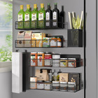 6 Pack Magnetic Spice Rack Fridge Strong Metal Organizer w/ Towel Holder Black