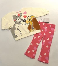Disney Baby Girl Lady And The Tramp Outfit 18 Months Pants Shirt 2 PC Set Cute
