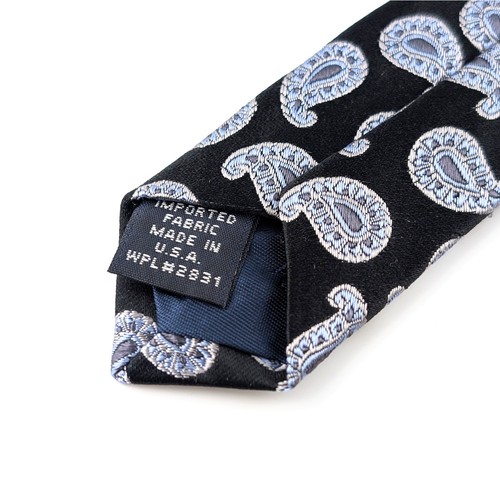 Vintage Nautica Silk Tie Paisley Preppy 90s Corporate Formal Black Silver Blue - Picture 6 of 8